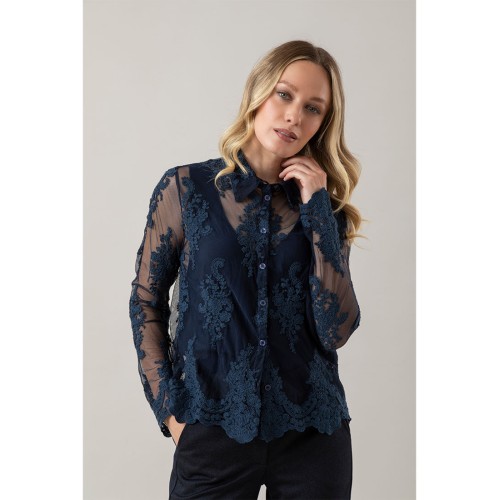 Camicia Fleurette Blu Notte