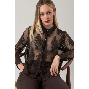 Camicia Fleurette Cioccolato