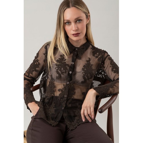 Camicia Fleurette Cioccolato