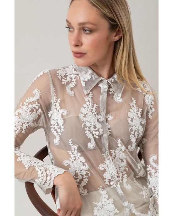 Camicia Fleurette Vintage Fango