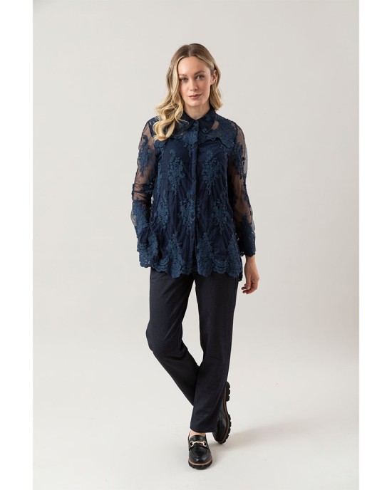 Camicia Over Parisienne Blu Notte