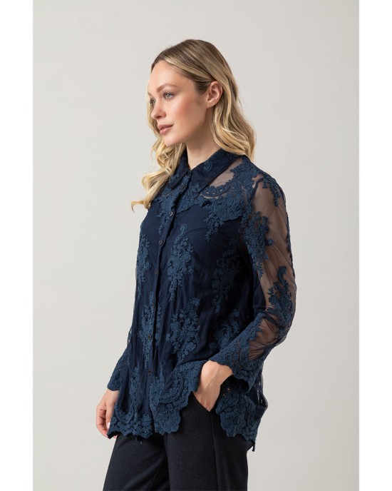 Camicia Over Parisienne Blu Notte
