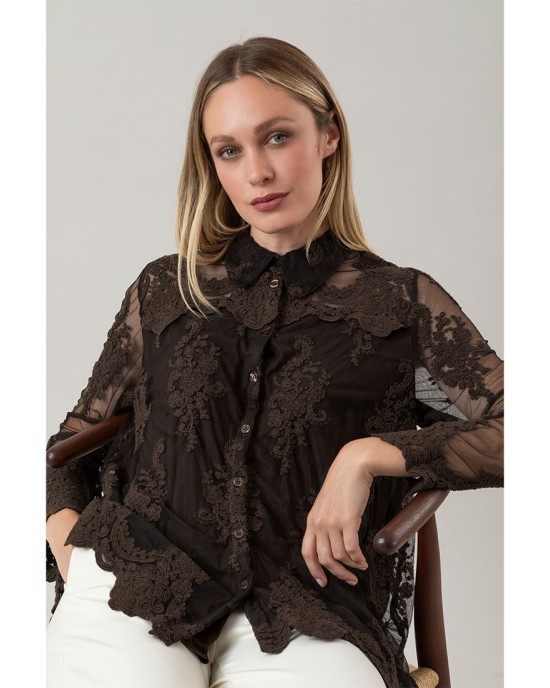 Camicia Over Parisienne Cioccolato