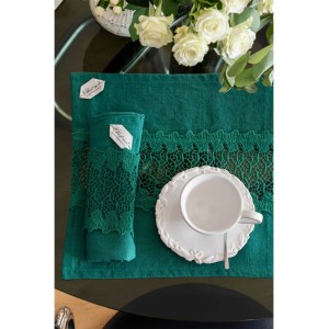 CHEZ MOI Tovaglietta Americana Pizzo Ramage Verde Abete