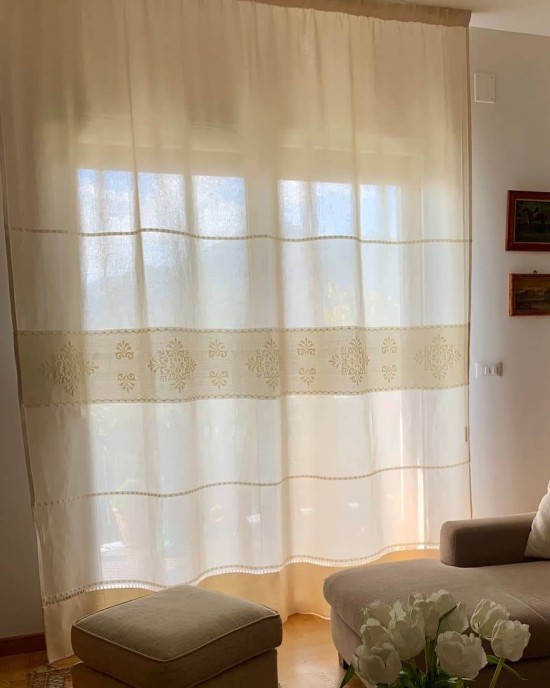 Tenda Sarda Pistoccu in Lino Ecru