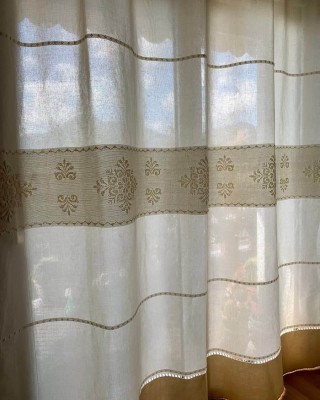 Tenda Sarda Pistoccu in Lino Ecru