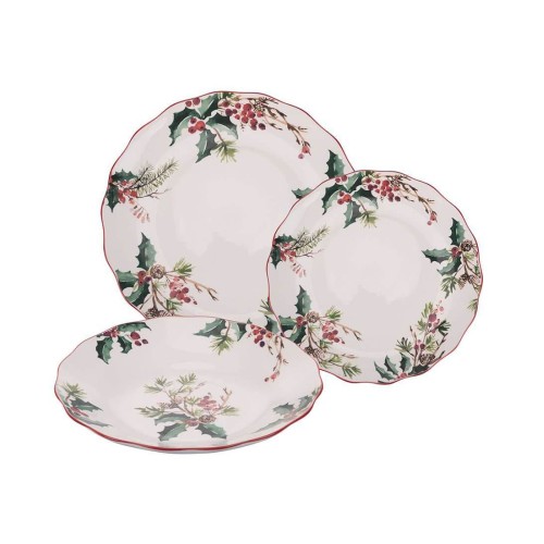 VINTAGE XMAS Servizio Piatti Porcellana 18 Pezzi