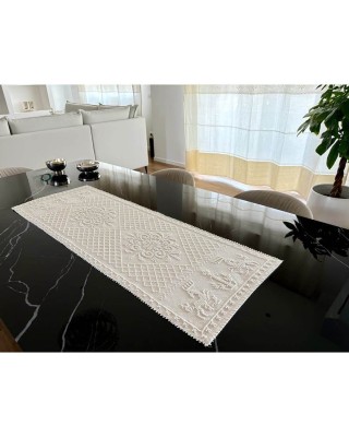 Striscia Sarda Pistoccu Lino Ecru 40 x 115 cm 